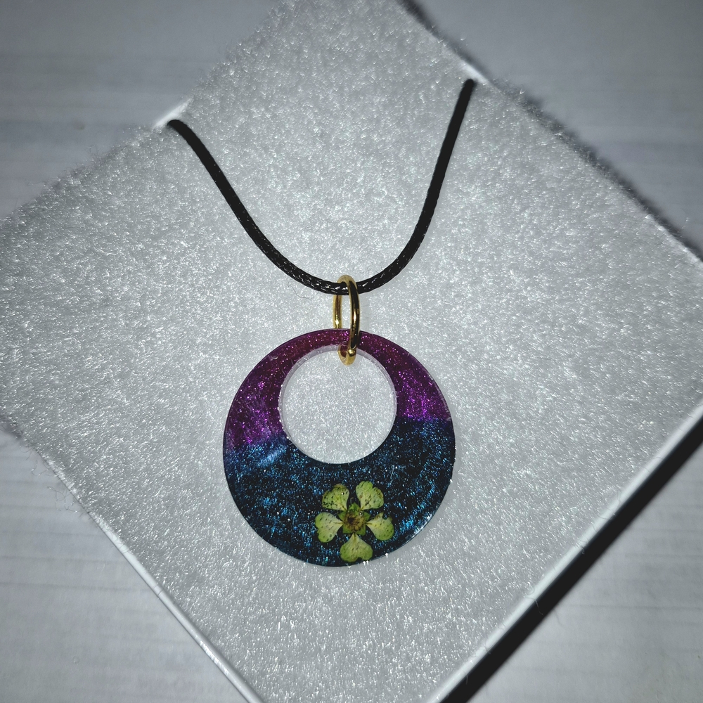 Bohemian Purple and Blue Floral Pendant Necklace